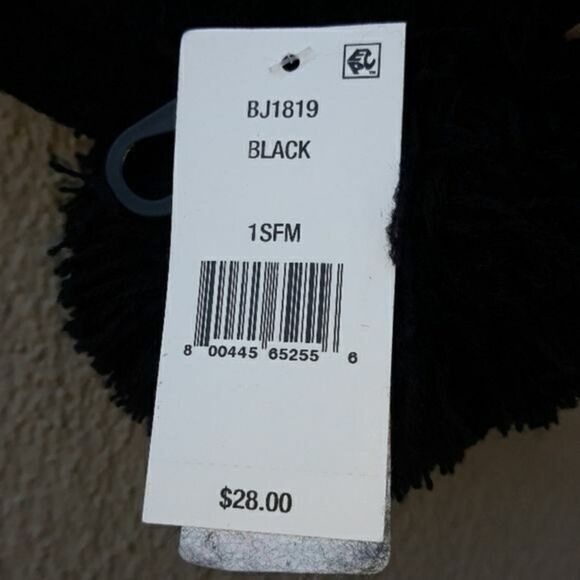 BETSY JOHNSON BLACK RAINBOW STRIPE POMPOM HAT $28. Nwt - Picture 5 of 8